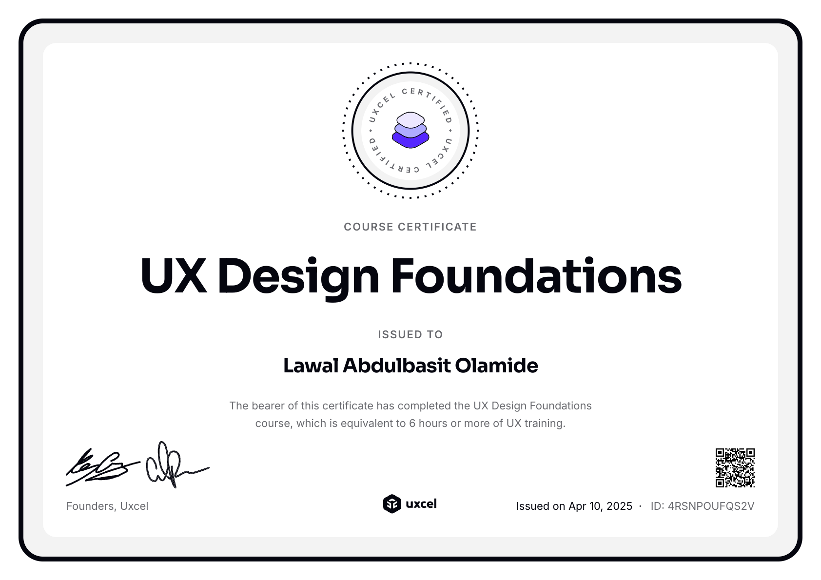 Lawal Abdulbasit Olamide's certificate